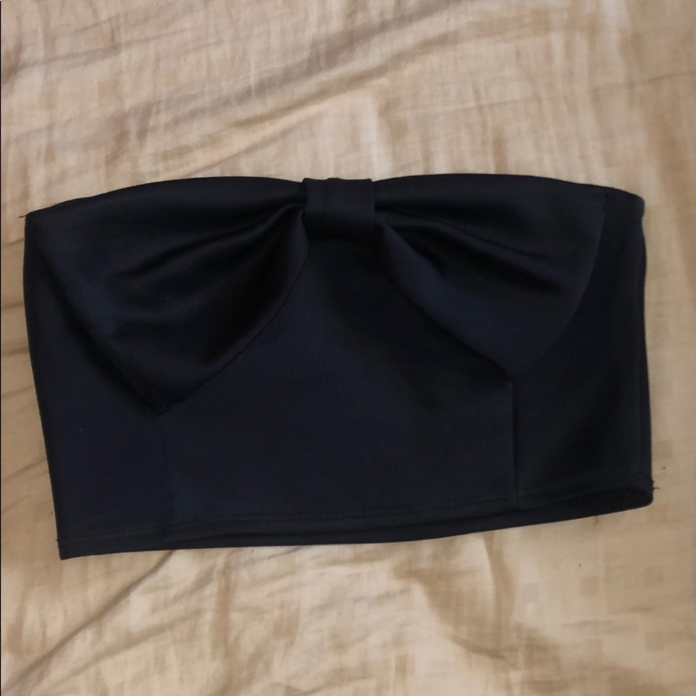 Black, bandeau crop top with bow